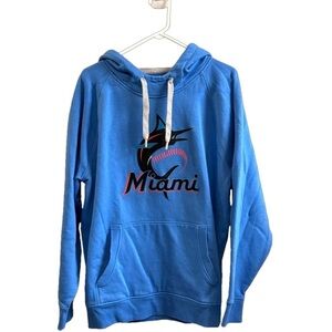 Antigua MLB Miami Marlins Women's Blue Victory Hooded Pullover Sweatshirt.Size L